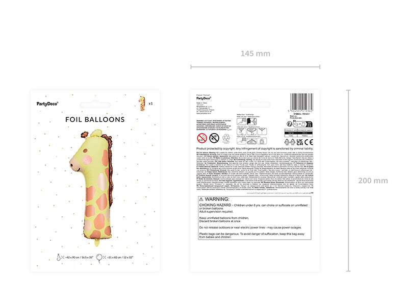 PartyDeco Folienballon – 42 × 90 cm – Folie, mehrfarbig