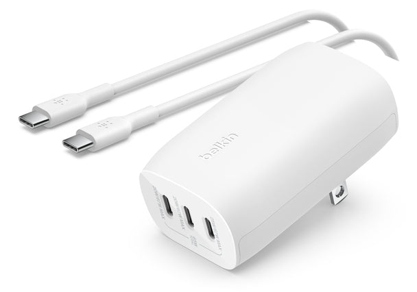 Belkin BOOST CHARGE 67 W LADEGERÄT MIT 3 USB-C-PORTS PPS-TECHNOLOGIE WEISS