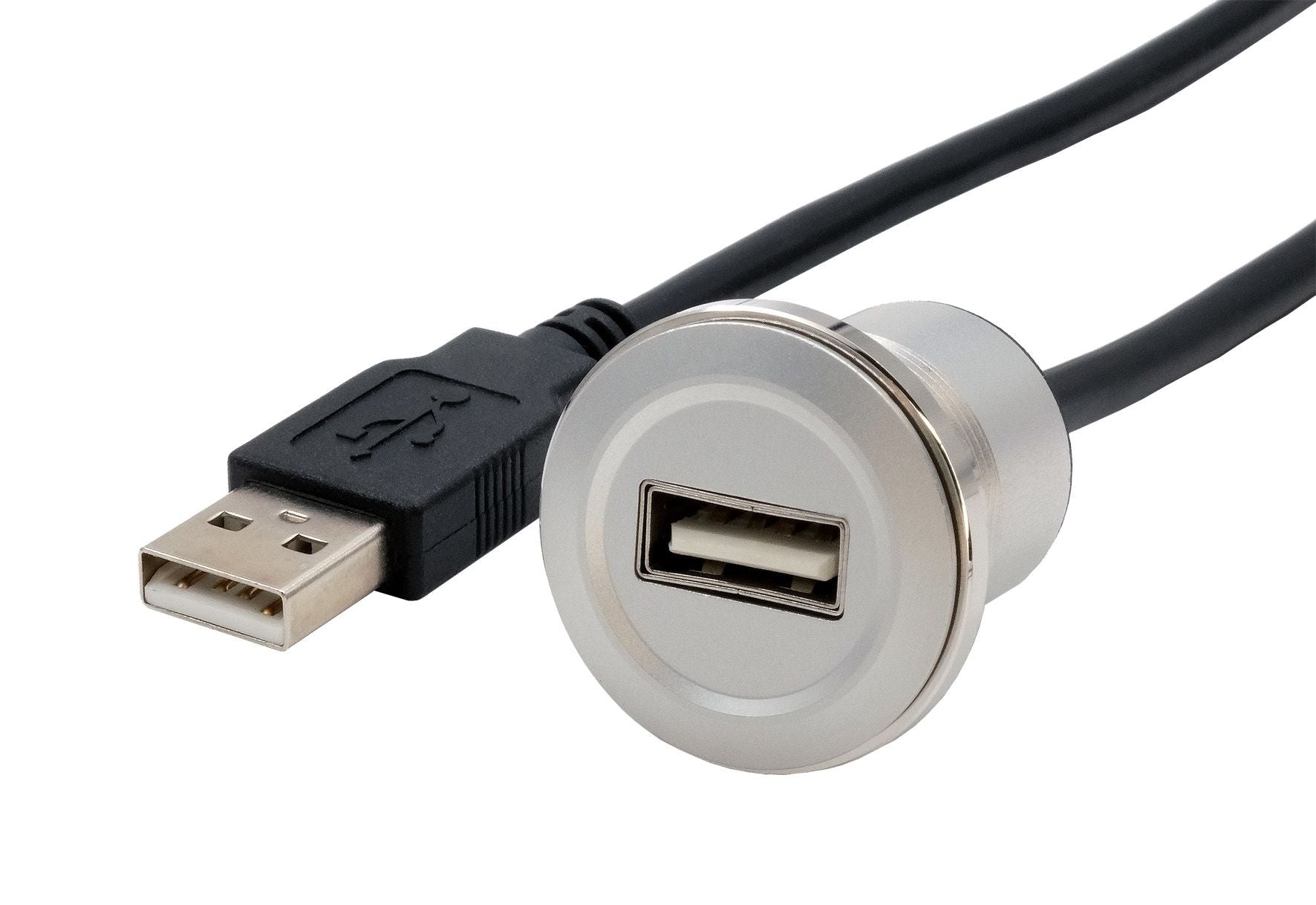 EXSYS Einbau-Adapter USB-A auf USB-A – USB 2.0 (480 Mbit/s) – Metallverstärkt – Silber