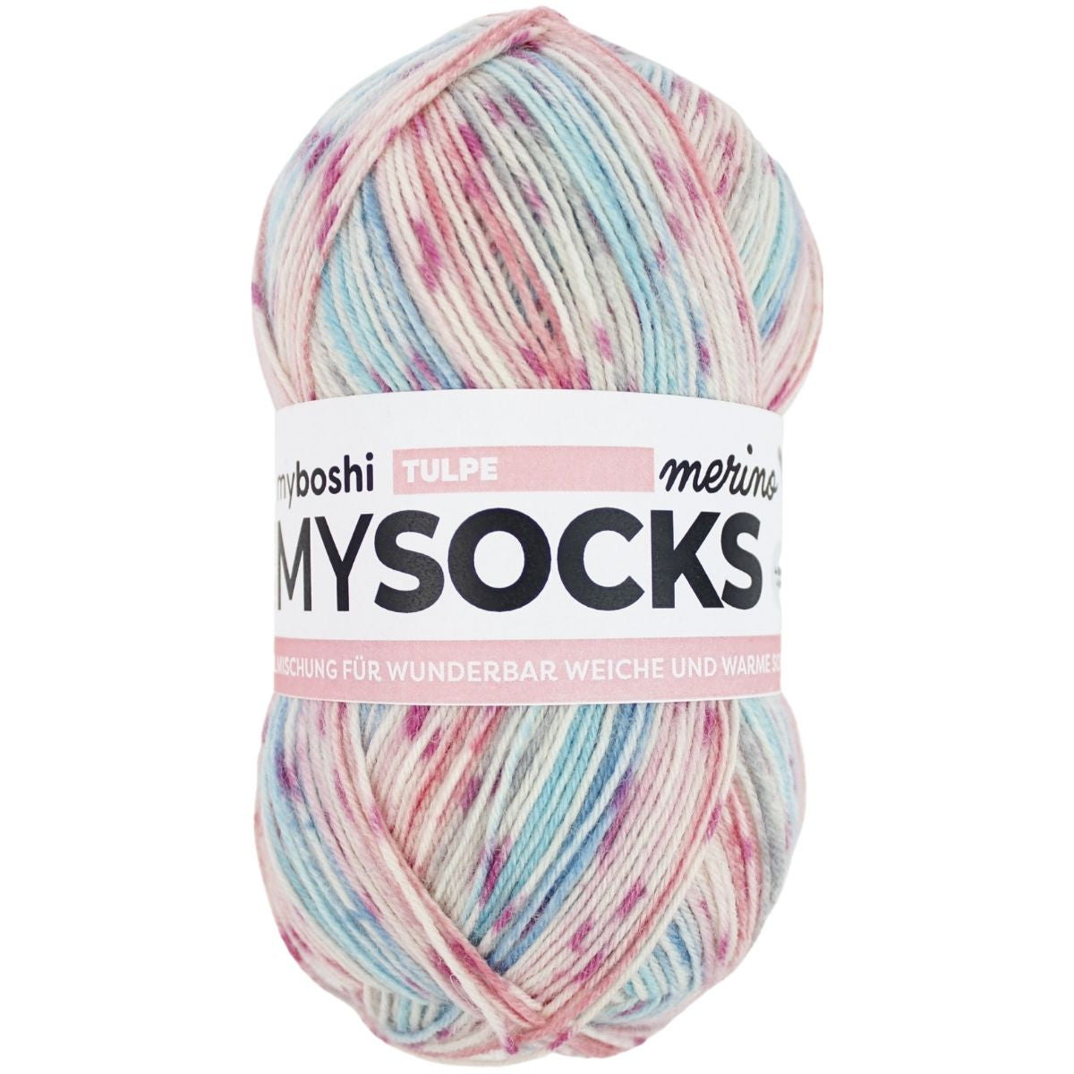 myBoshi mysocks Merino Tulpe Garn Rosa – 100 g, 420 m, Nadel 3 mm, 75% Schurwolle/25% Polyamid, 1 Stk.