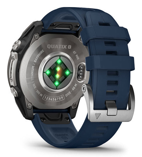 Garmin Quatix 8 Pro 47 mm GPS + Cellular – CFRP Schwarz, Sportarmband, Blau, 100 m, für Android, iPhone