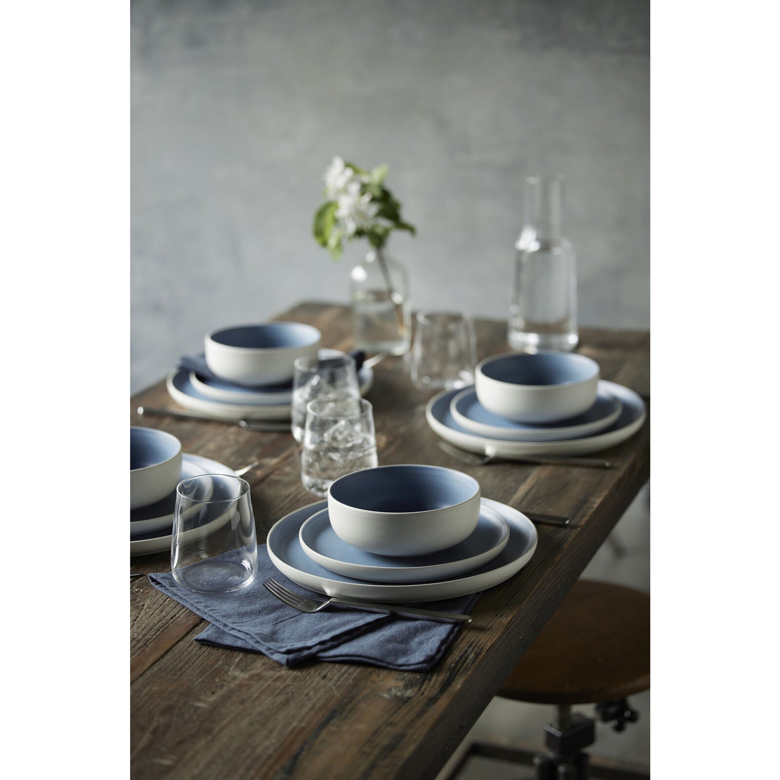 Studio Round Frühstücks- & Dessertteller – Ø 21 cm, Steinzeug, Blau, spülmaschinenfest, mikrowellengeeignet