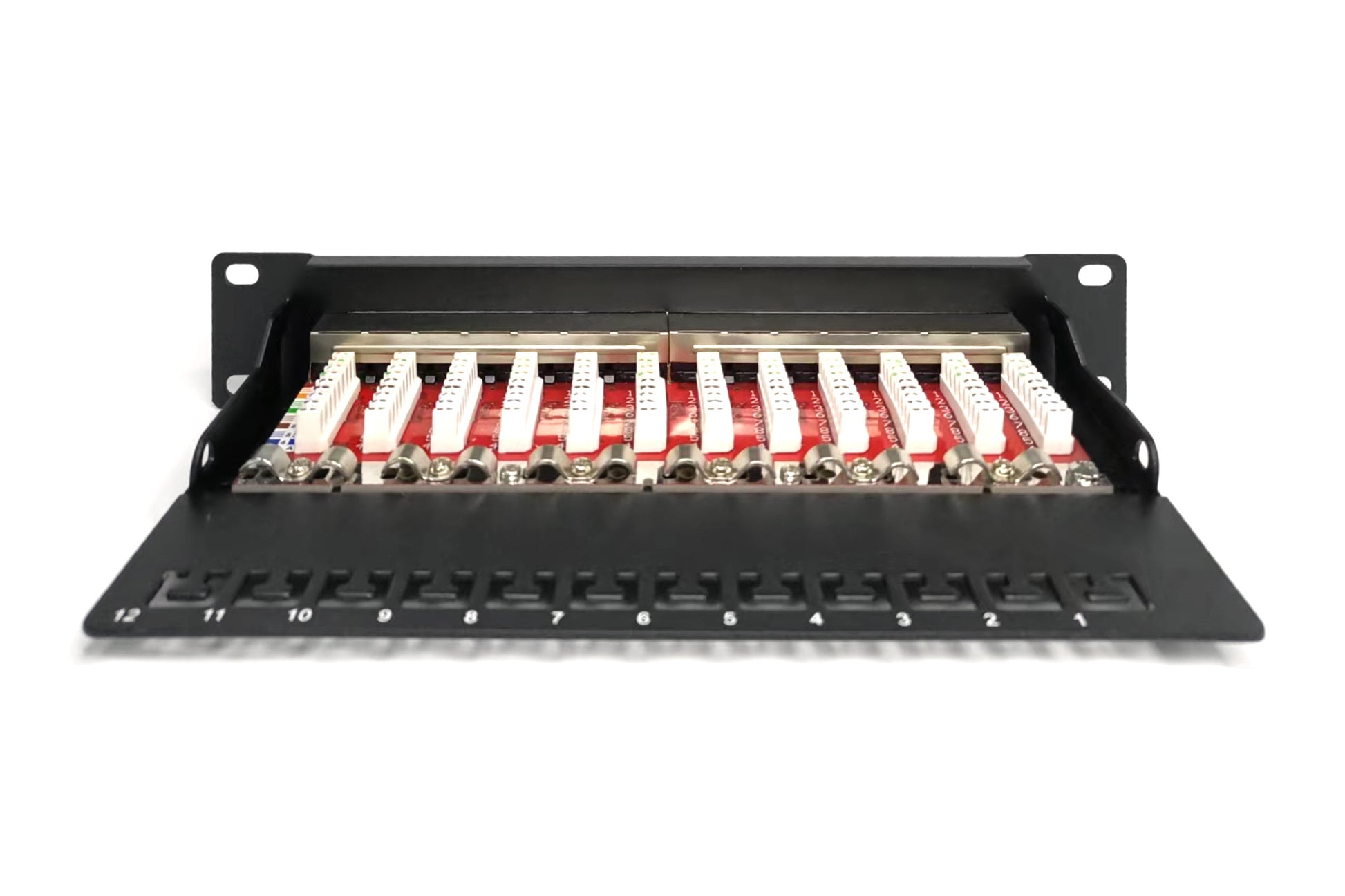 Digitus Patchpanel – 12× RJ-45, Cat6a geschirmt, 10 Gbit/s, 1U, Metall, Schwarz