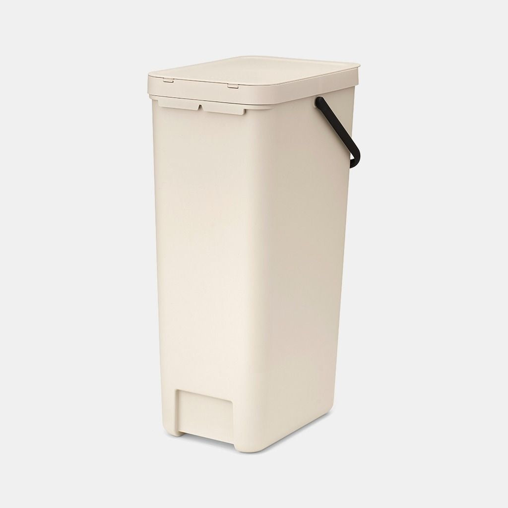 Brabantia Recyclingbox Sort & Go – 40 l – Kunststoff, rechteckig – Beige – mit Deckel, mit Griff