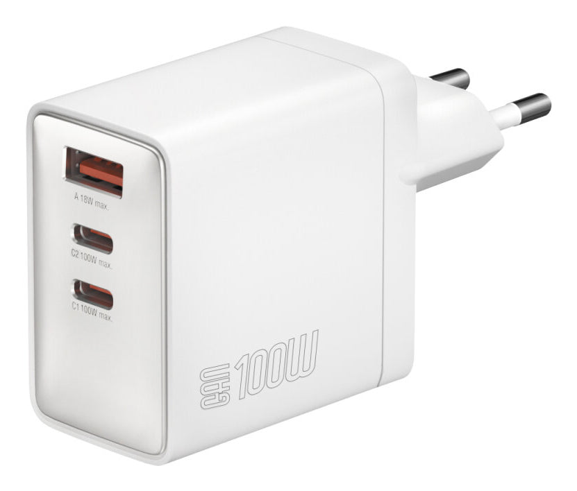 4smarts GaN Pocket Netzladegerät – 100 W, 2× USB-C + 1× USB-A – für Laptop, Nintendo Switch, Smartphone