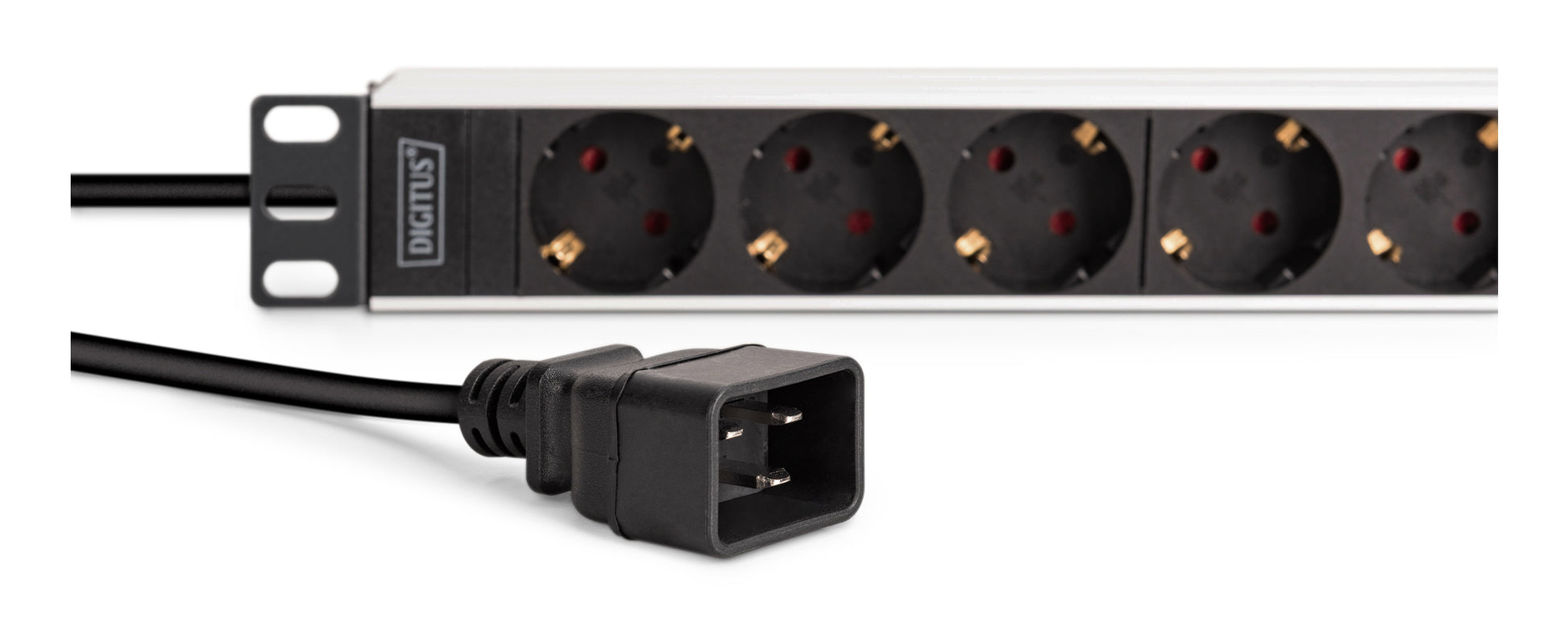Digitus Rack-PDU DN-95440 – 1U horizontal/vertikal, 9× Typ F, IEC C20, 230 V/16 A, 2 m, schwarz/silber