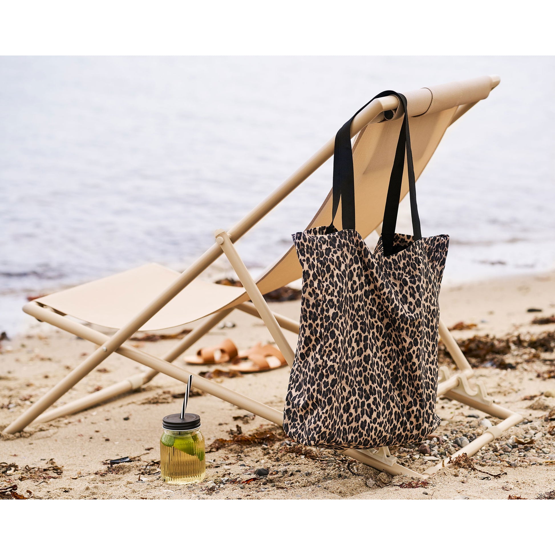 House Nordic Stofftasche, Baumwolle/Polyester, Leopardenmuster, 350×390×95 mm