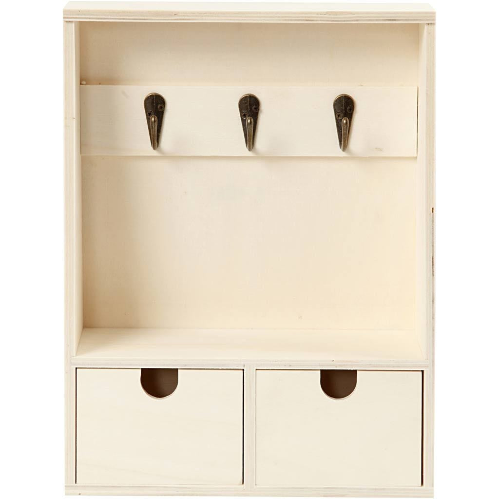 Creativ Company Wandgarderobe mit 3 Haken – Holz – braun – 220 × 285 × 80 mm