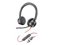 Poly Blackwire 8225 Office-Headset – On-Ear, Stereo, Kabelgebunden, MS Teams zertifiziert, Schwarz