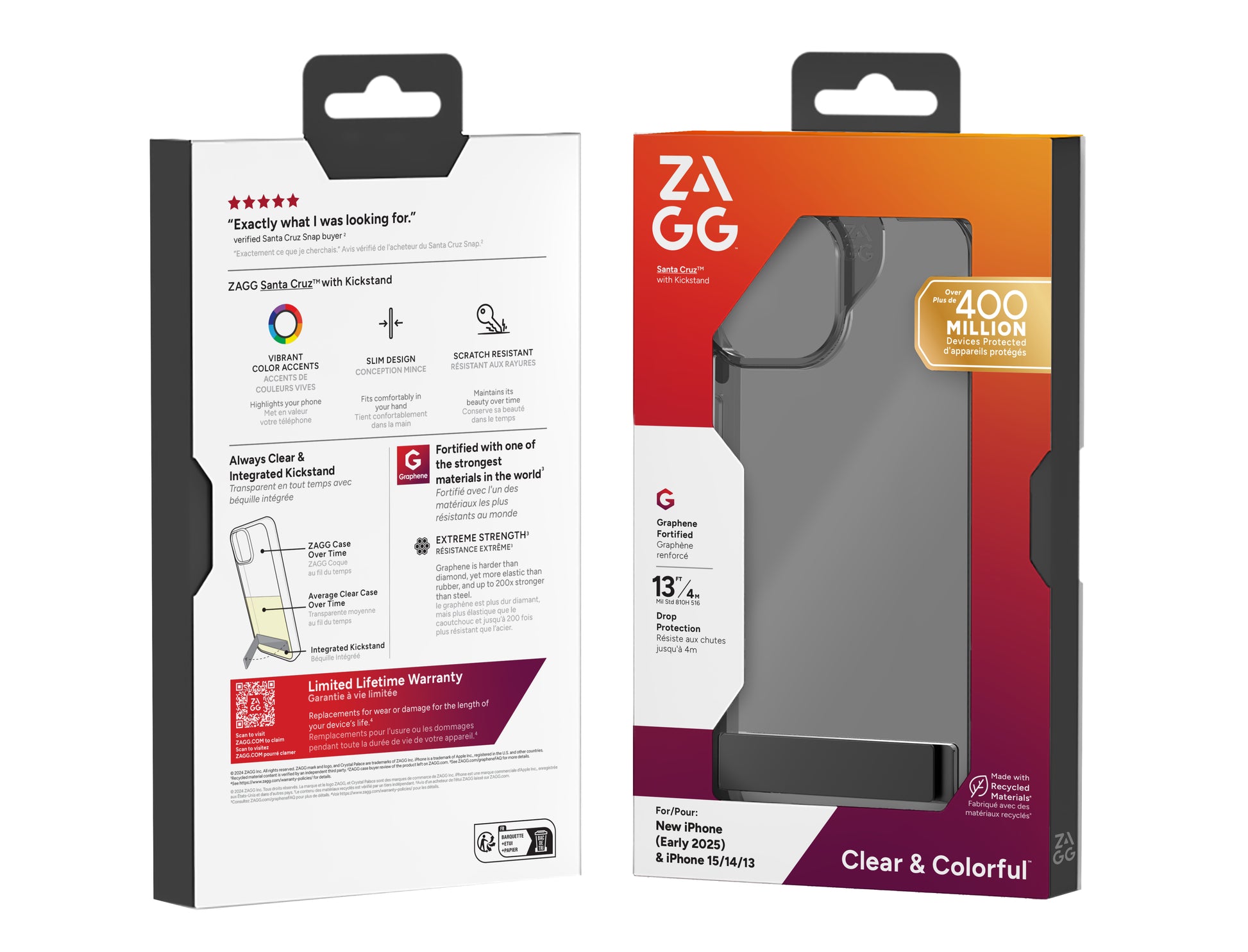 ZAGG Backcover SANTA CRUZ KS – für Apple iPhone 16E/15/14 – schwarz