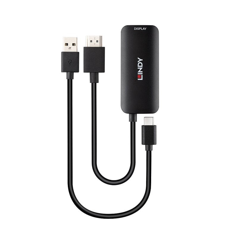 Lindy Adapter HDMI zu USB-C – 4K (3840 × 2160) @ 60 Hz, HDMI 2.0, 0,2 m, USB-Stromversorgung, Schwarz