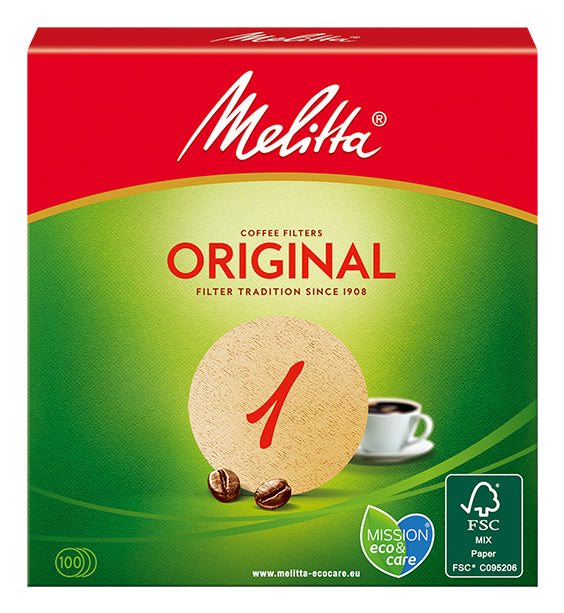 Melitta Kaffeefilter Nr. 1 Ø 9,4 cm – Braun, 100 Stk.