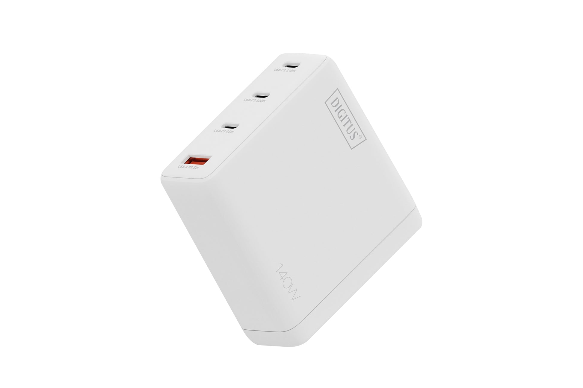 Digitus USB-Wandladegerät 140 W – USB-C×3, USB-A×1 – GaN – Weiss