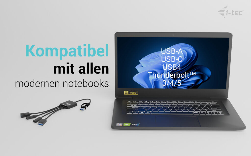 i-tec USB-Hub – USB-C/USB-A, 2× USB-A, 2× USB-C, für Windows/Mac/ChromeOS