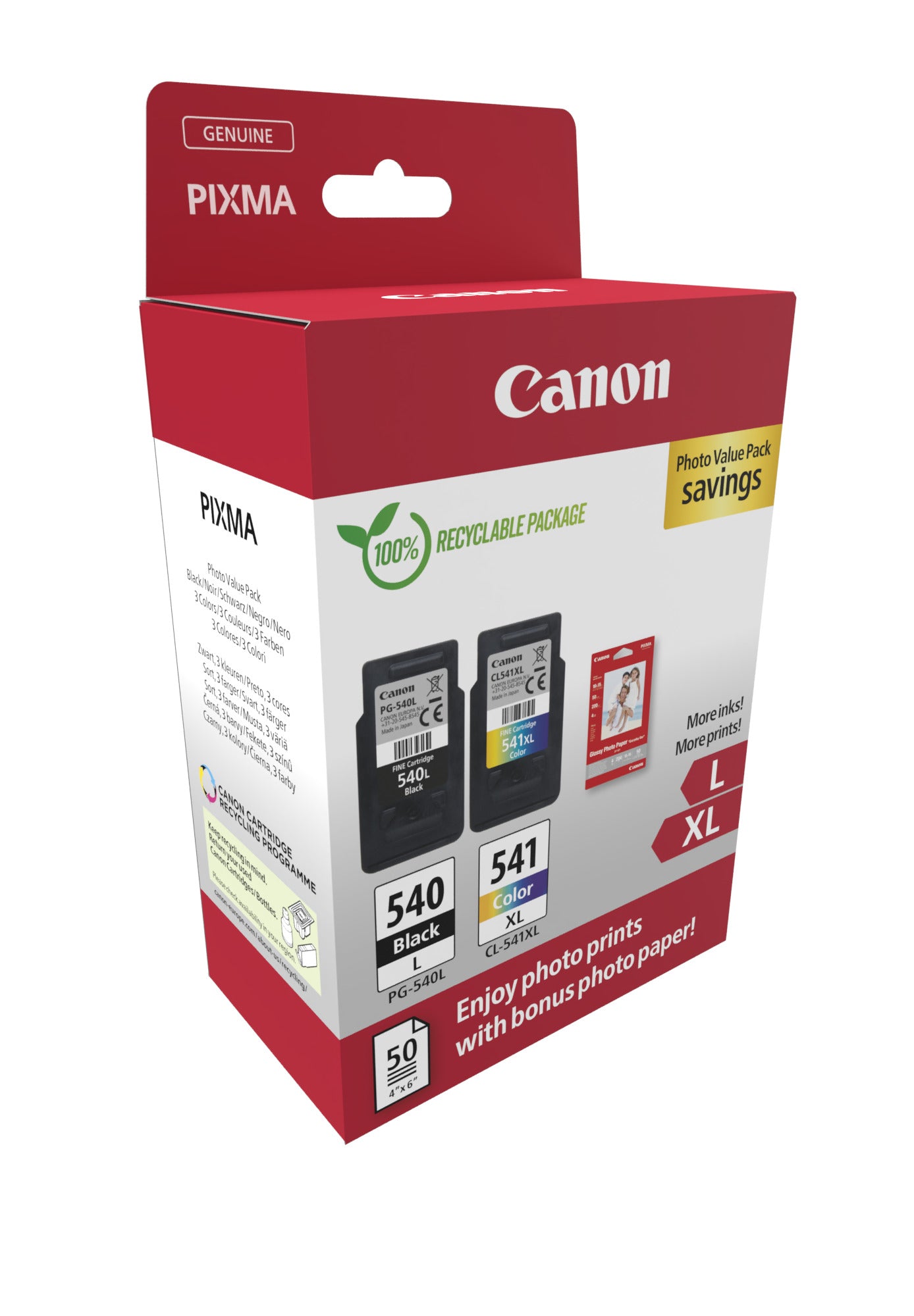 Canon PG540L/CL541XL Photo Value Pack – Schwarz + Farbtinte
