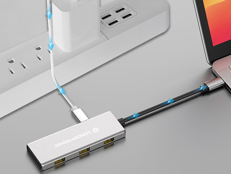 Conceptronic HUBBIES17G USB-Hub – USB-C, 4× USB-C, 3× USB-A, 100 W PD, für Windows/Mac/Android
