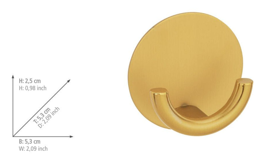 Wenko Haken – Edelstahl, Klebestreifen, Ø5,3×2,5 cm, Gold