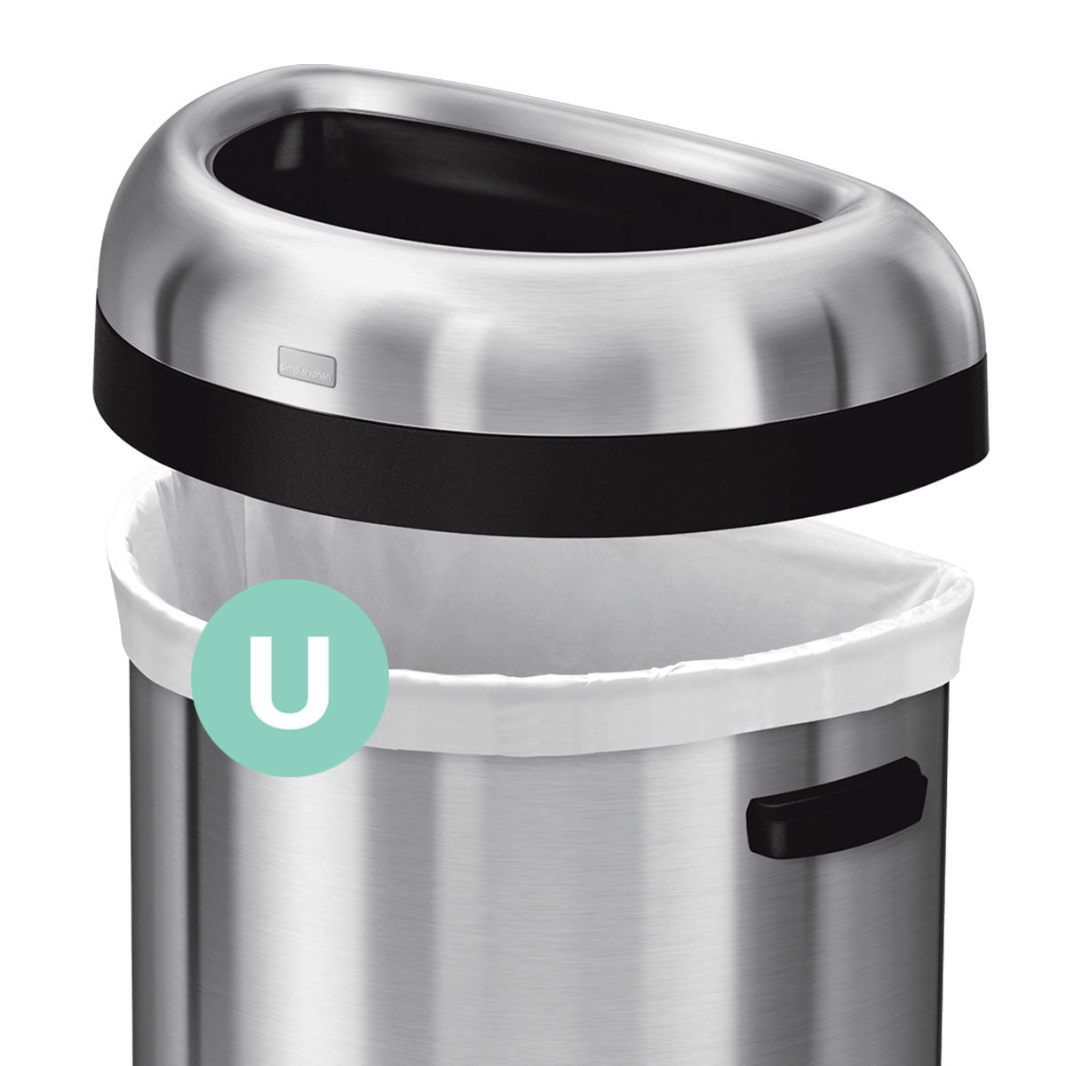 simplehuman Kehrichtsack für Code U – 55 l, mit Zugband, PE, Weiss, 939 × 673 mm, 100 Stk