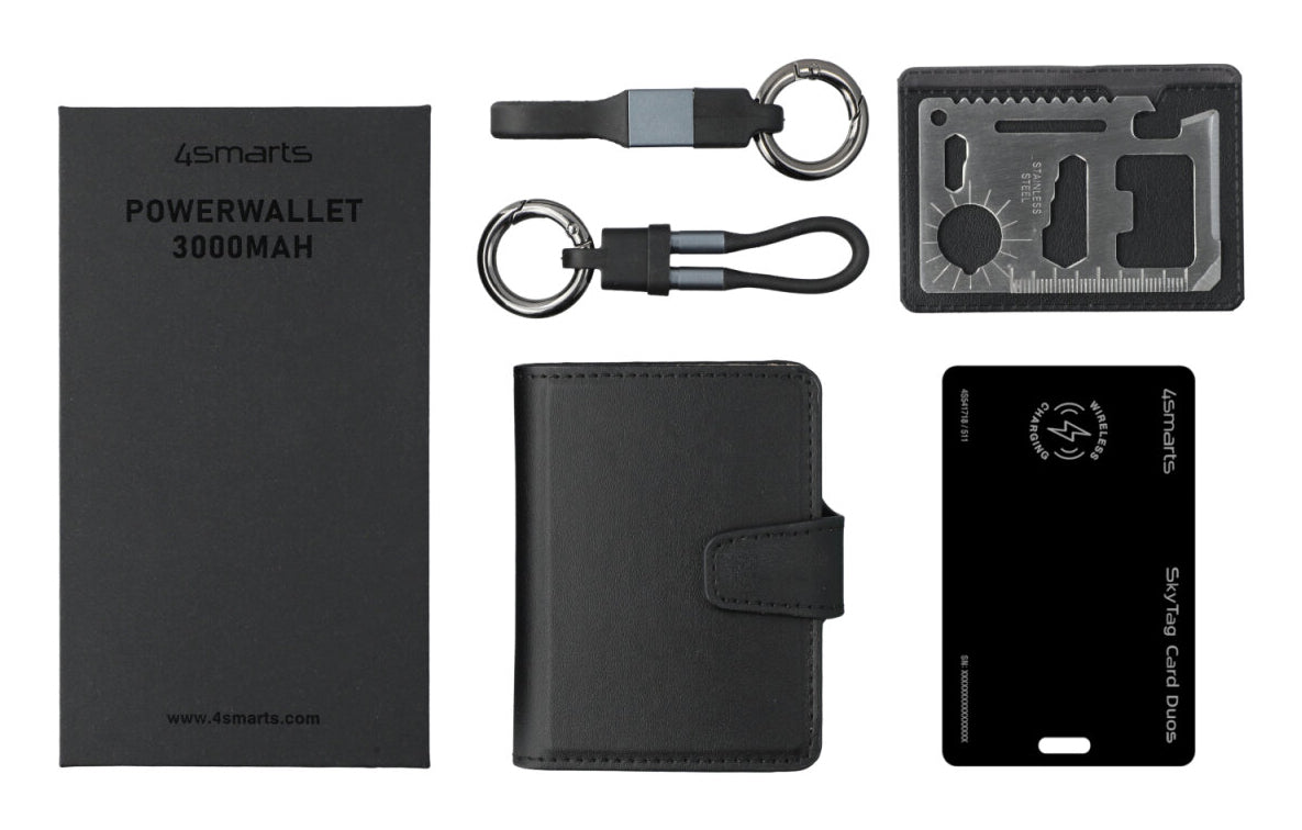 4smarts SkyTag Card Duos ReCharge – Standort-Finder – Bluetooth 5,3, 50 m Reichweite, IPX5, Schwarz