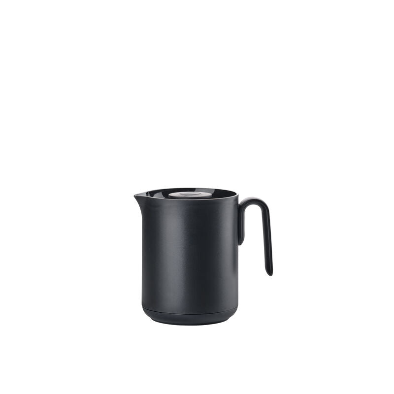 Zone Denmark Thermoskanne – 0,6 l, Ø 13,2 cm, H 17,0 cm, Kunststoff/Glas, Schwarz, Knopfdruckverschluss
