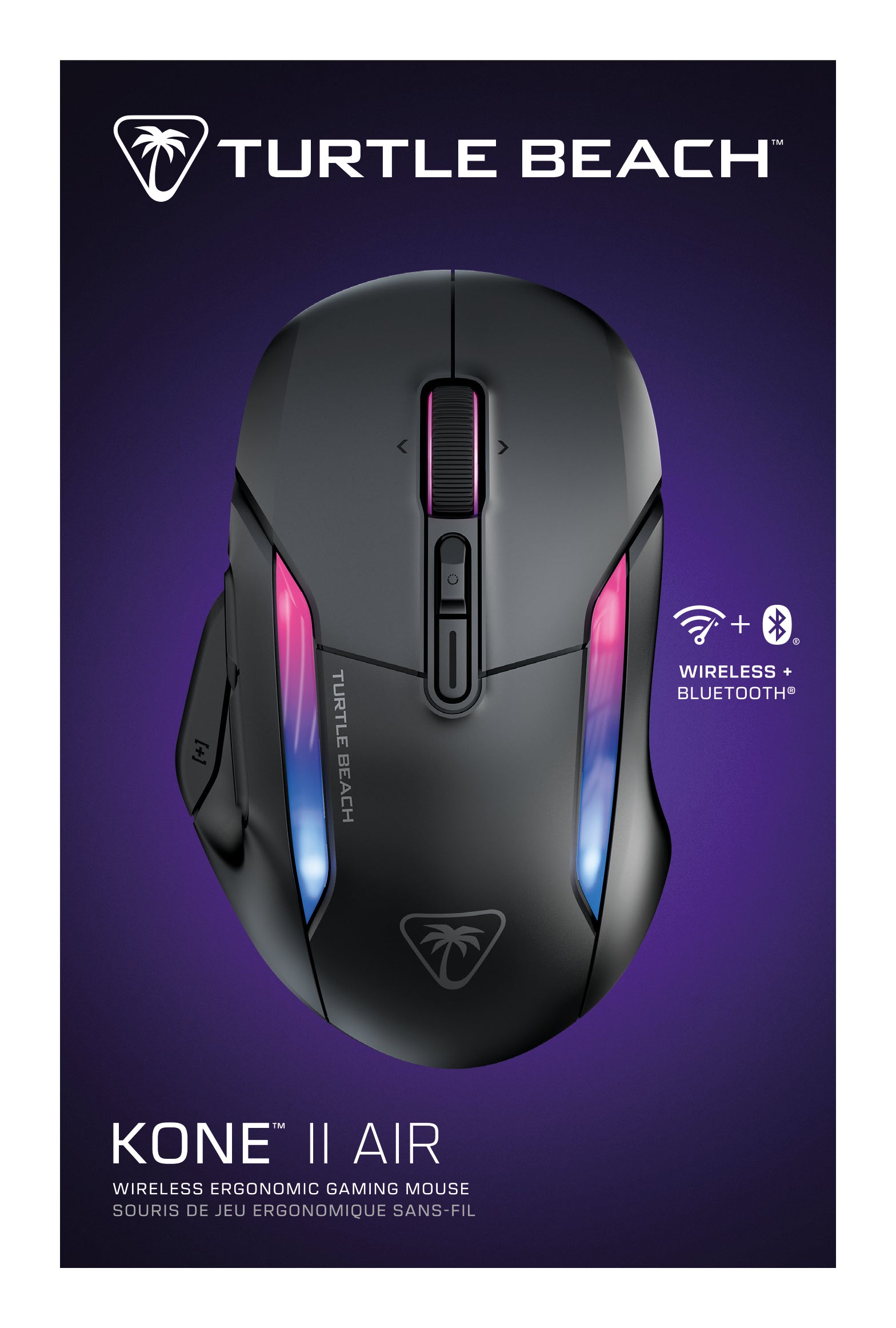 Turtle Beach Kone II Air Gaming-Maus – Kabellos, 26'000 dpi, 7 Tasten, Easy-Shift, Zwei-Zonen-RGB, Schwarz