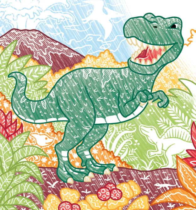 TOPP Verlag Malbuch Zauberpapier – 21 × 21 cm – 48 Seiten – Dinosaurier