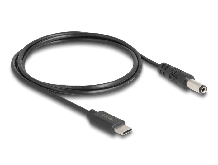 DeLOCK USB-C-zu-DC 5,5×2,1 mm Stromkabel – 1 m, 5 V/1,5 A, Schwarz