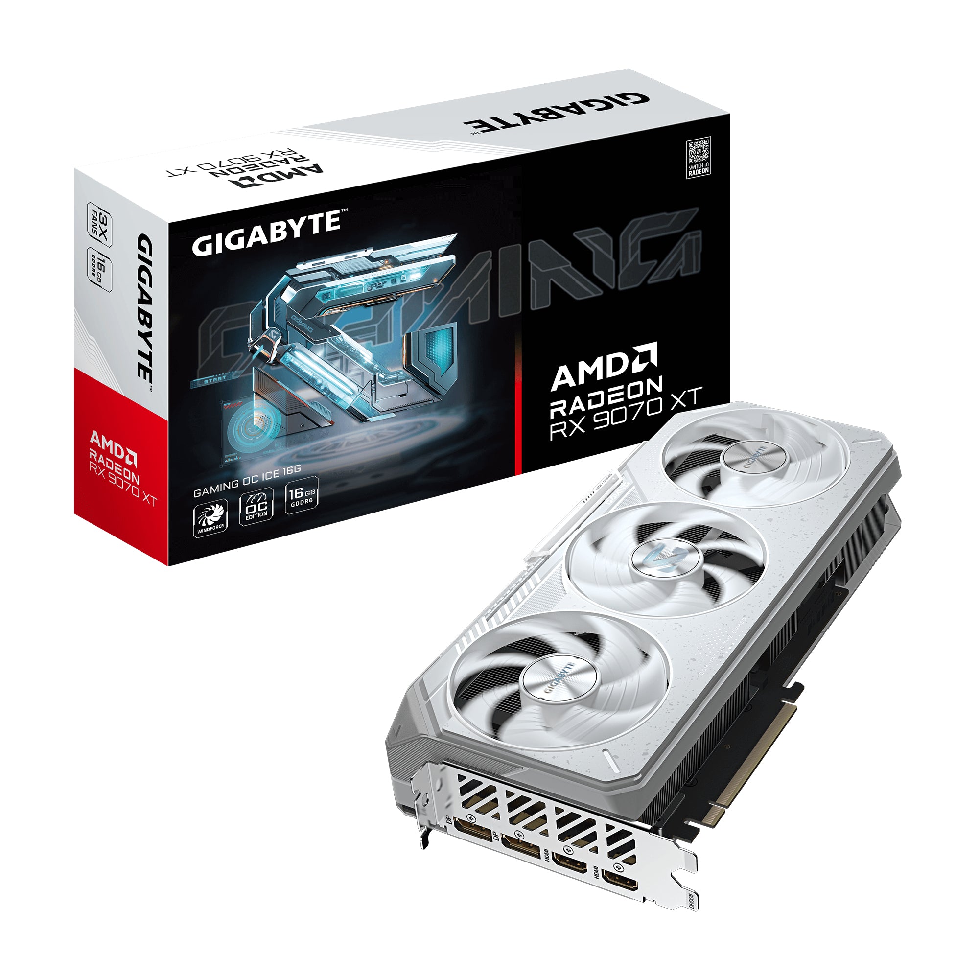 GIGABYTE Radeon RX 9070 XT 16G – Grafikkarte – 16 GB GDDR6, PCIe 5.0, 2×DP, 2×HDMI, 3×Lüfter