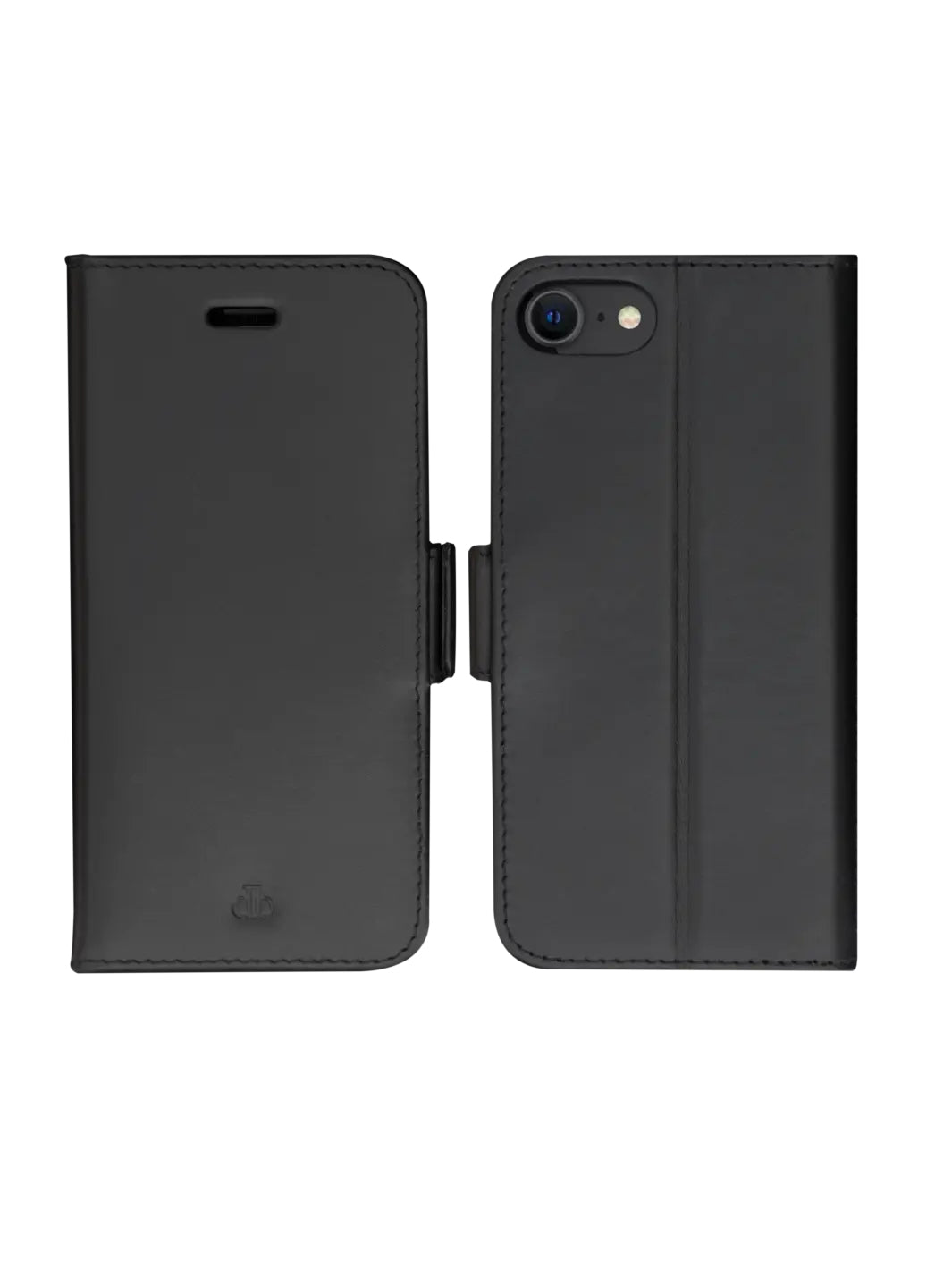 dbramante1928 Copenhagen Wallethülle – für Apple iPhone SE/8/7, mit Ständer, 3 Kartenfächer, Leder, schwarz