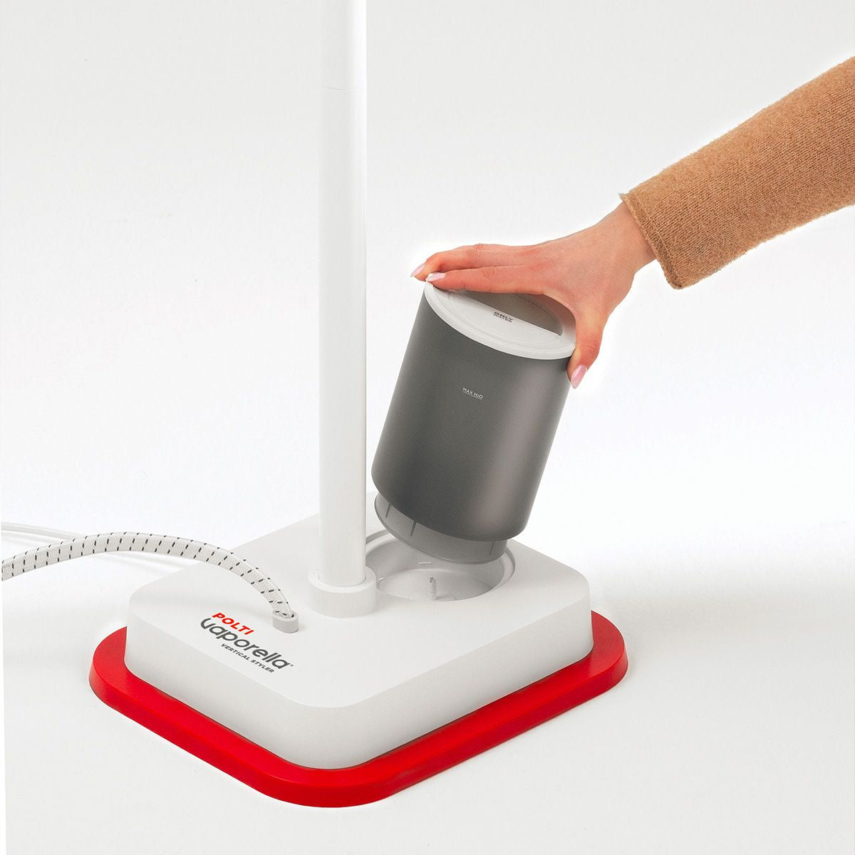 Polti Stand-Dampfglätter GSF80R – 36,5 cm × 30 cm × 184 cm, rot/weiss, vertikale Dampffunktion