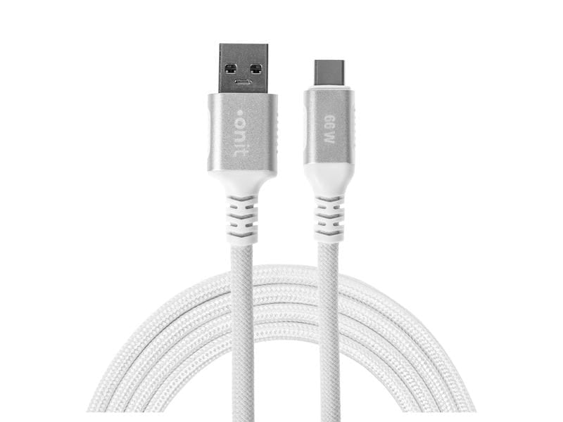 ONIT USB-A auf USB-C Kabel – USB 3.2 Gen 2 (10 Gbit/s) – 2 m – PD 66 W – Textilmantel – Weiss