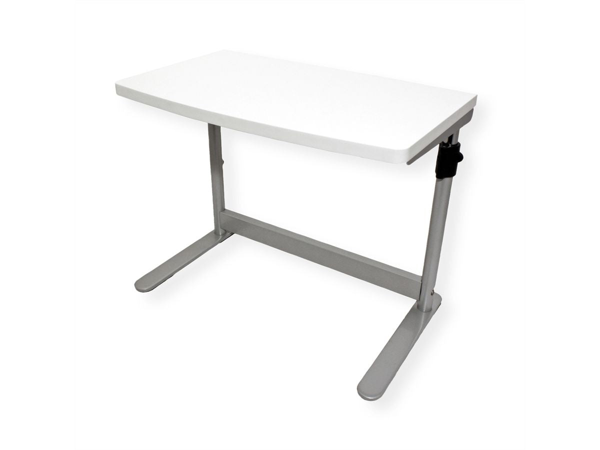 ROLINE Höhenverstellbarer Tisch, 50 × 30 cm, manuell, 39–49 cm, 10 kg, lichtgrau/weiss, Metallgestell