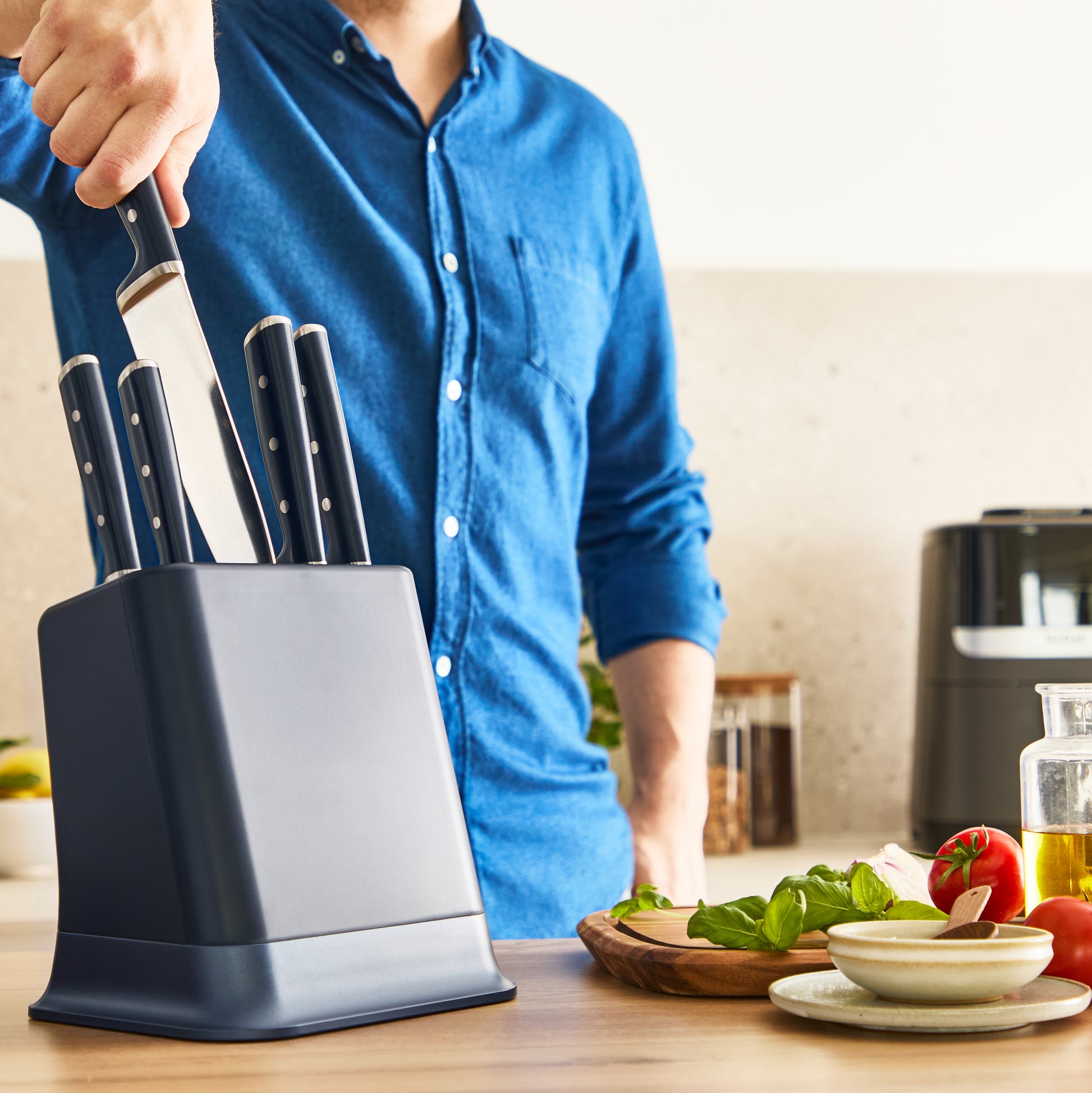 Tefal EverSharp Pro – Messerblock 5-teilig, Edelstahlklingen, Schwarz/Blau