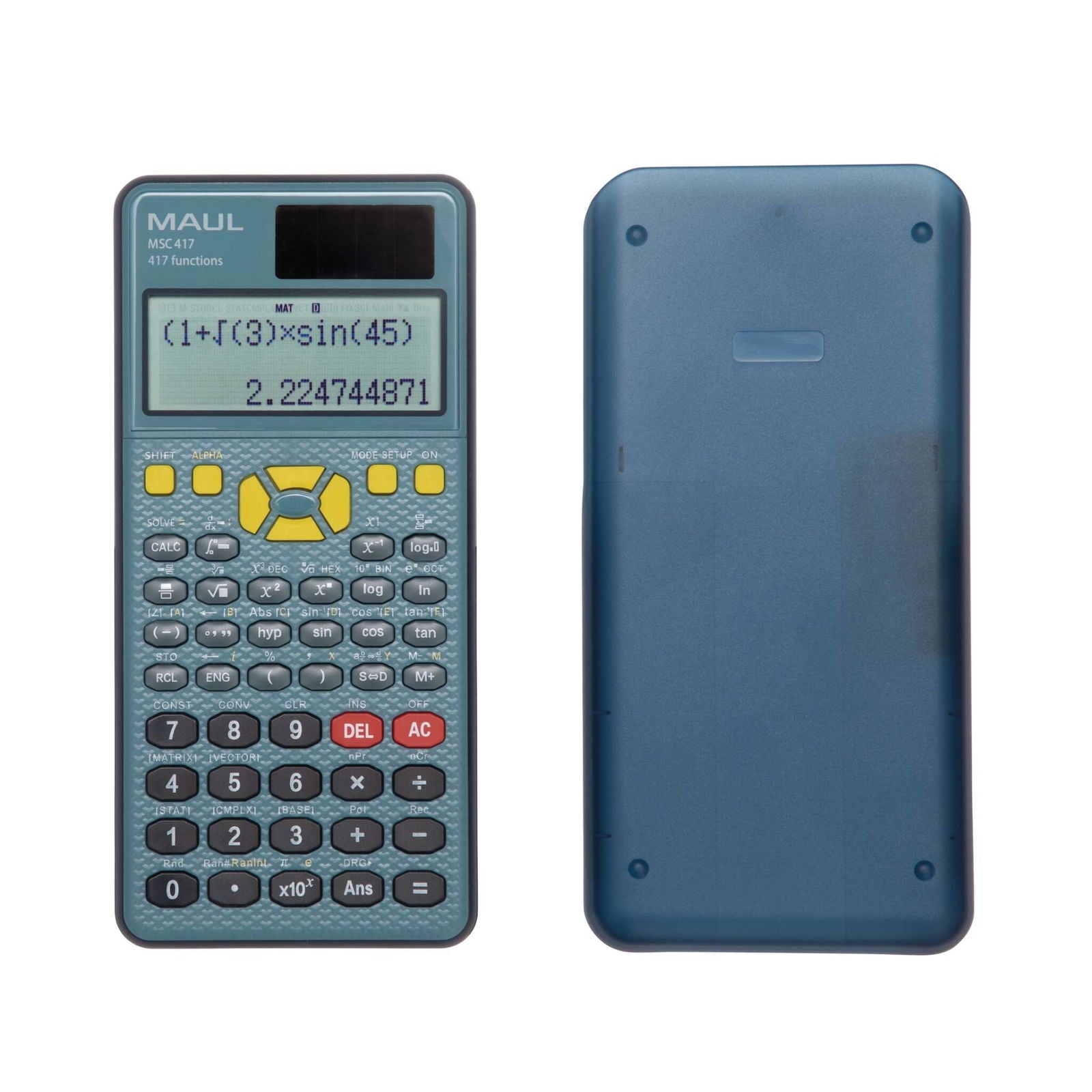 MAUL Wissenschaftlicher Taschenrechner MSC 417 – 12-stellig – Solar/Batterie – Schwarz