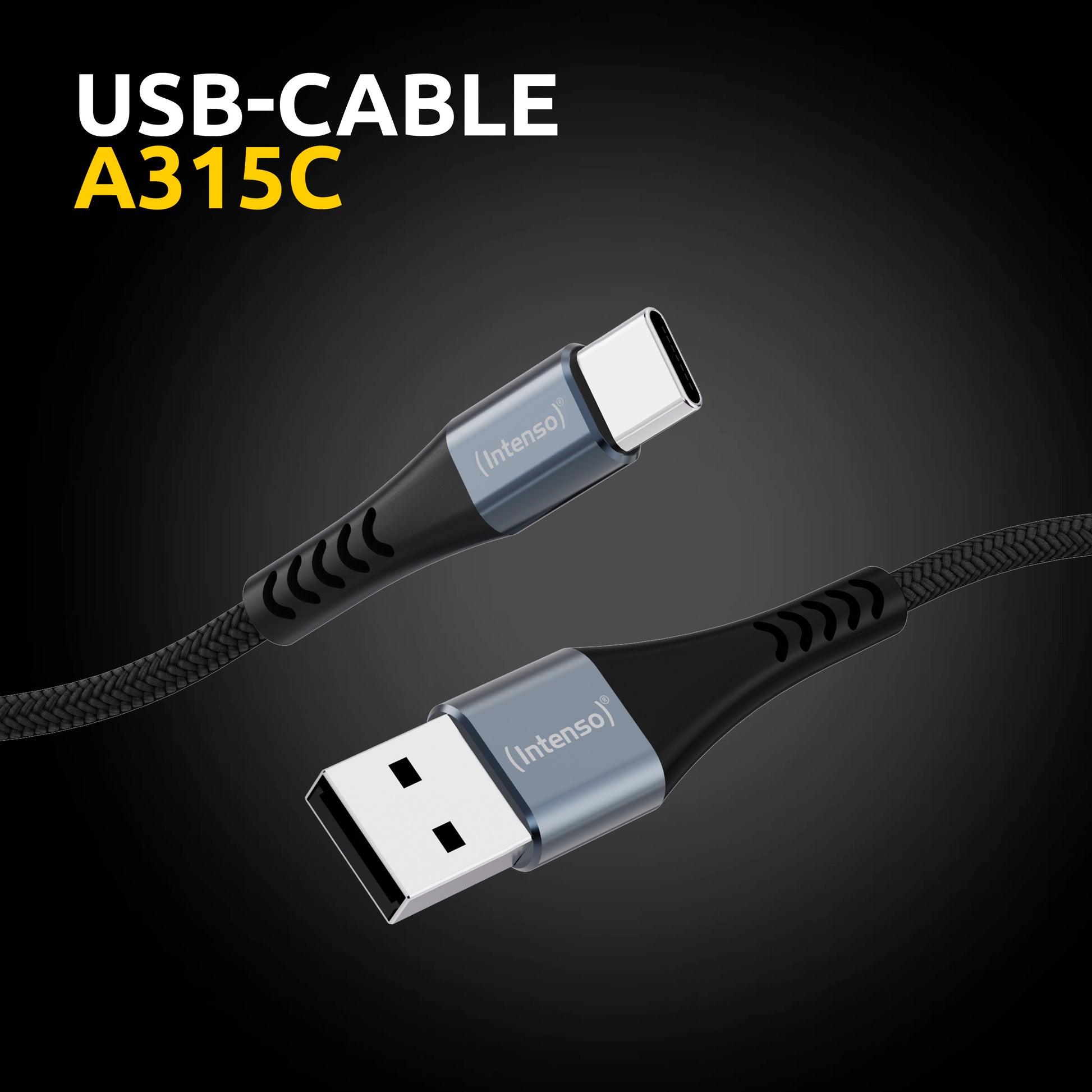 Intenso USB-A auf USB-C Kabel – USB 2.0 (480 Mbit/s) – 1,5 m – PD 60 W – Geflochtenes Nylon – Schwarz