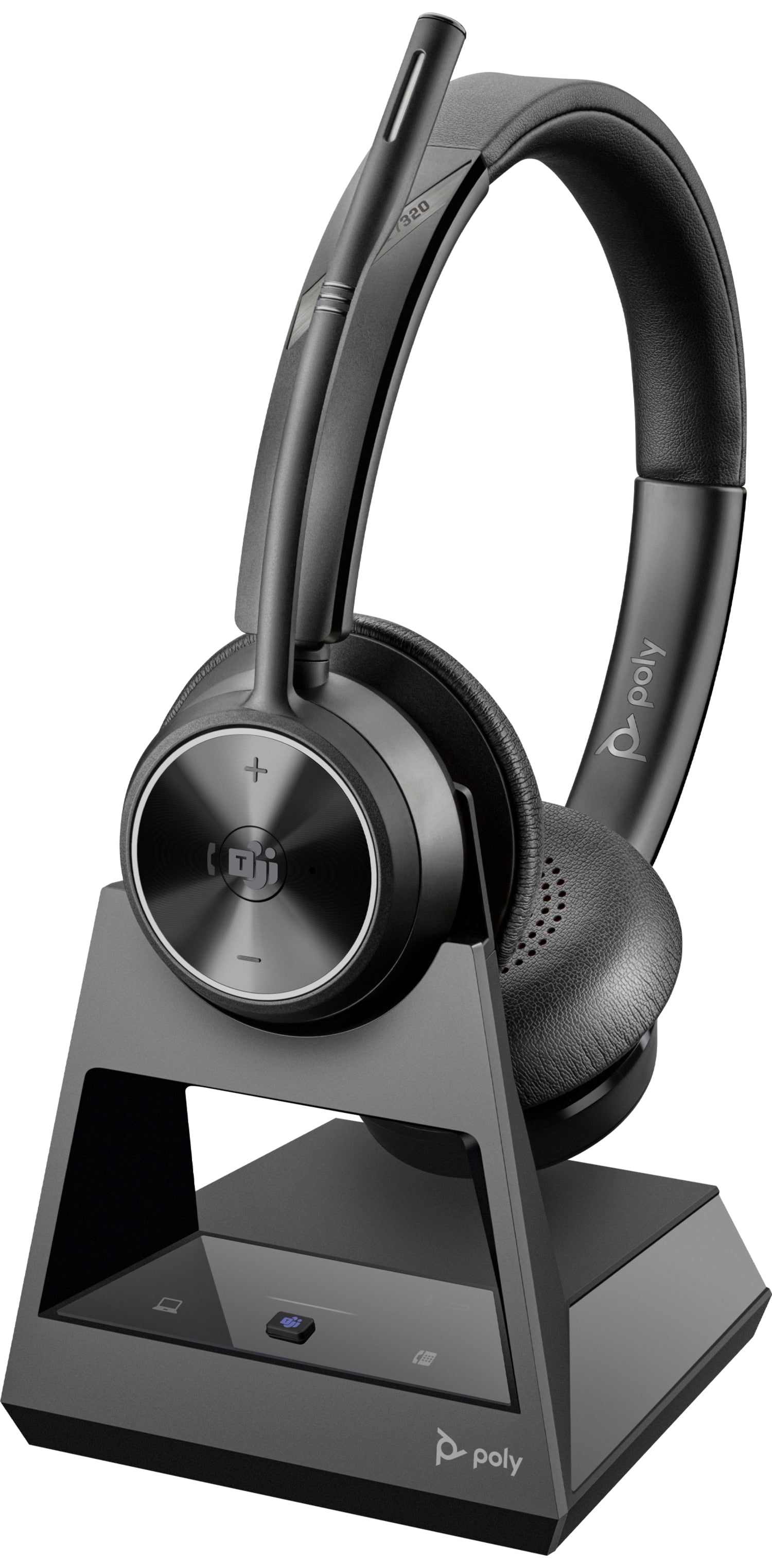 Poly Savi 7320 Office – Duo Headset – DECT, Boom-Mikrofon, Mikrofon-Geräuschunterdrückung – Schwarz – bis 13 h