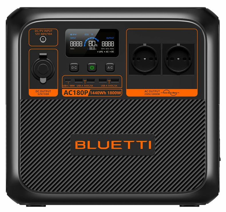 Bluetti AC180P – Powerstation – 1'440 Wh, 1'800 W, LiFePO4