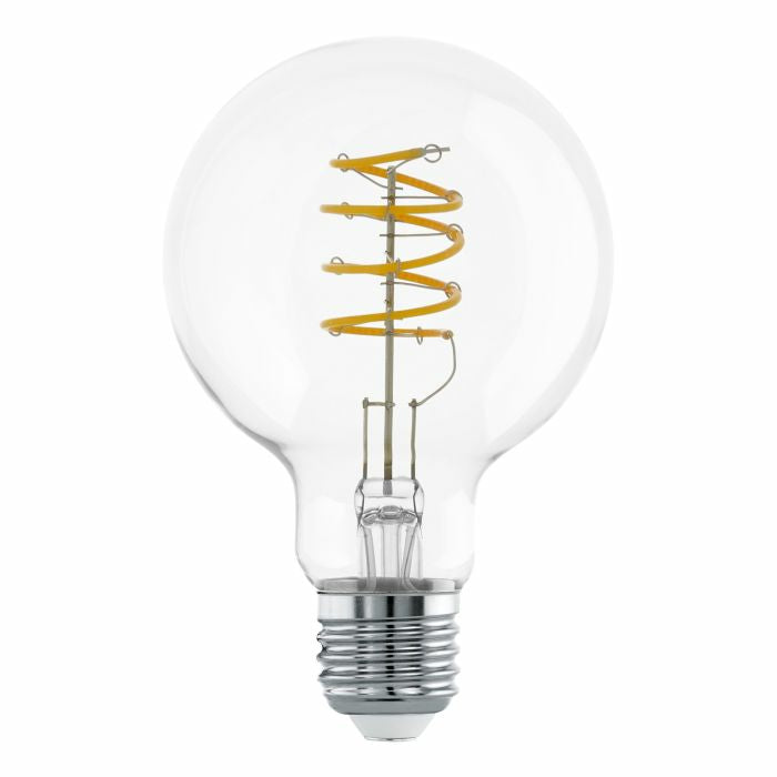 EGLO Leuchtmittel E27 Globus G125 – Warmweiss 2700 K, 806 lm, 7,3 W – IP20 – 1 Stk., Transparent, Glas