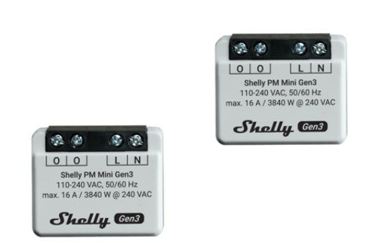 Shelly PM Mini Gen3 – Smart-Steckdose – 8 A, Leistungsmessung – für Alexa, Google Assistant – 2er-Set