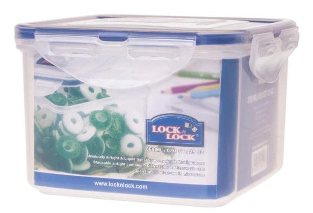 Lock & Lock Vorratsdose 860 ml, 13,4 × 13,4 × 8,8 cm, Polypropylen (PP), luftdicht, transparent