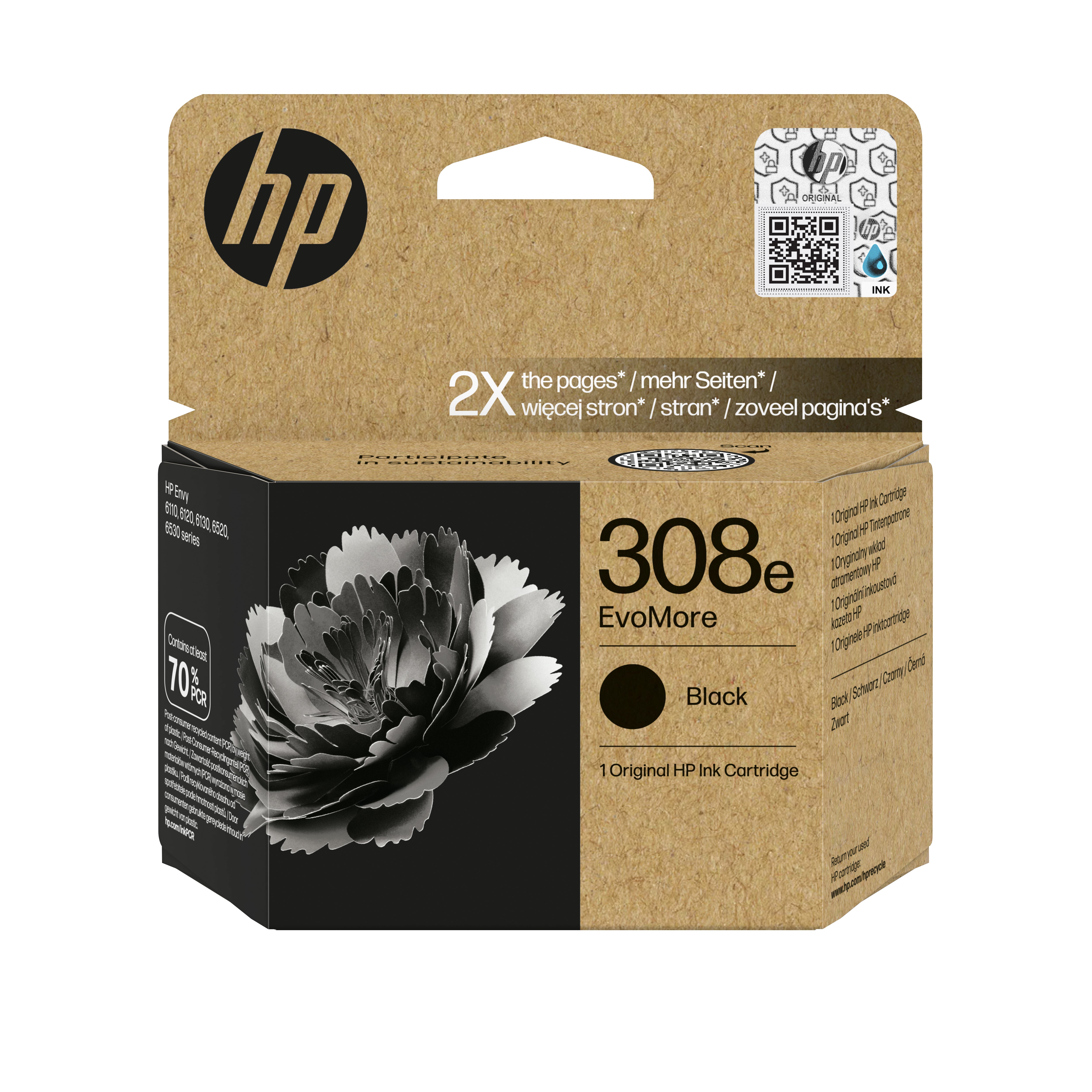 HP Druckerpatrone – 308e EvoMore, Schwarz, Original