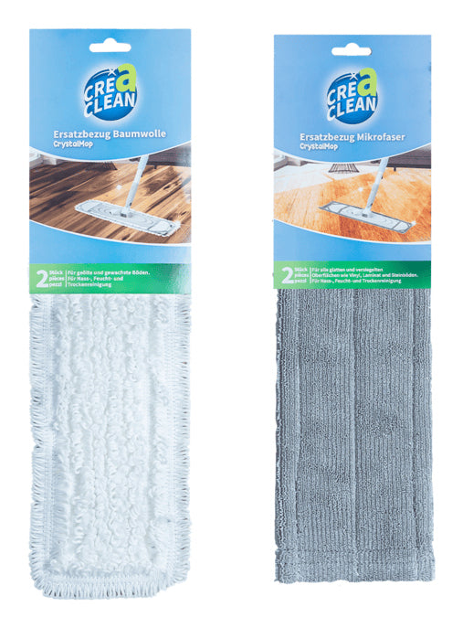 CREaCLEAN Flachwischer CrystalMop – 42 cm, Aluminium, Mikrofaser, Blau, 150 cm