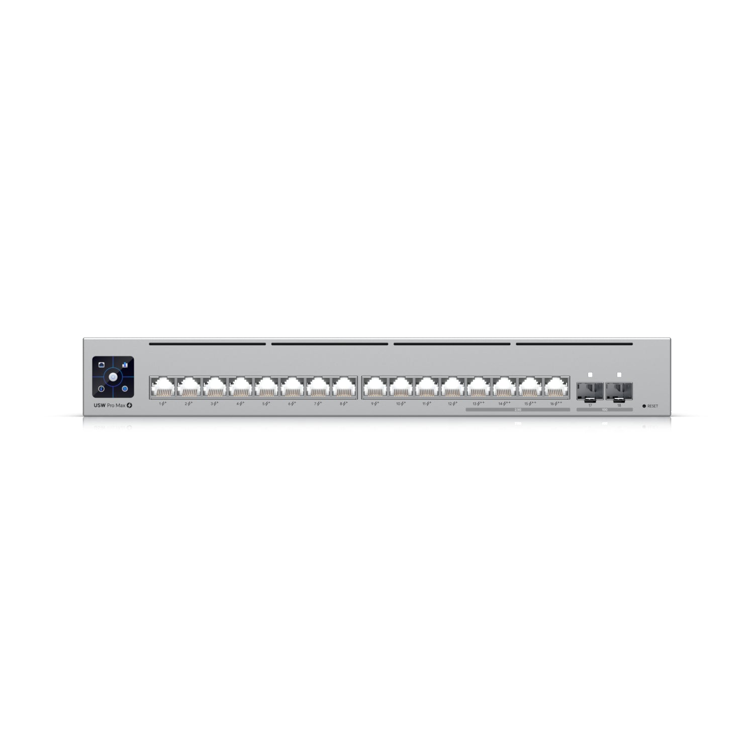 Ubiquiti Pro Max 16 PoE – Managed Switch – 12×GbE, 4×2.5G, 2×SFP+, L3, PoE++ 180 W, 19" Rack