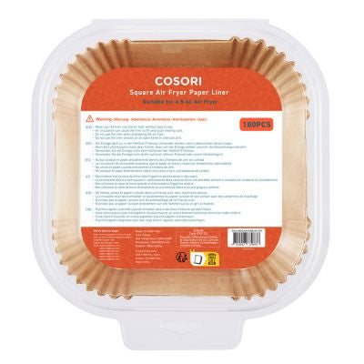 Cosori Backpapier 20 × 20 × 4,5 cm, 100 Stk., Papier, Hellbraun