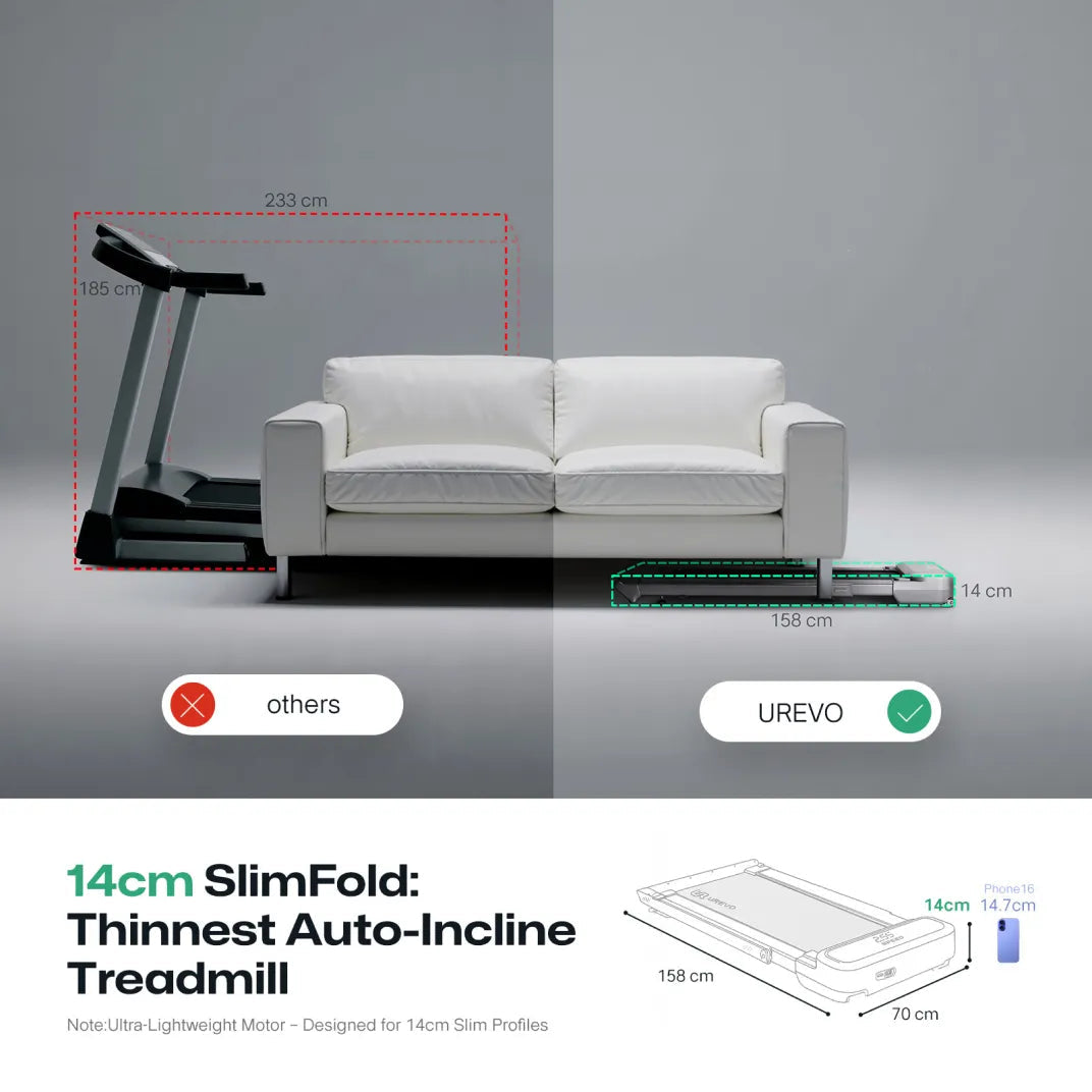 Urevo FoldiMix – Laufband 5L Pro, 13 km/h, 120 kg – Silber