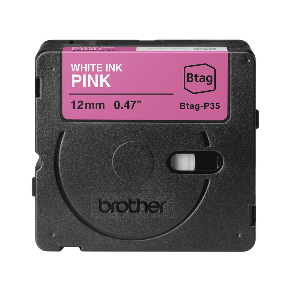 Brother Schriftband – 12 mm × 4 m, pink, weiss