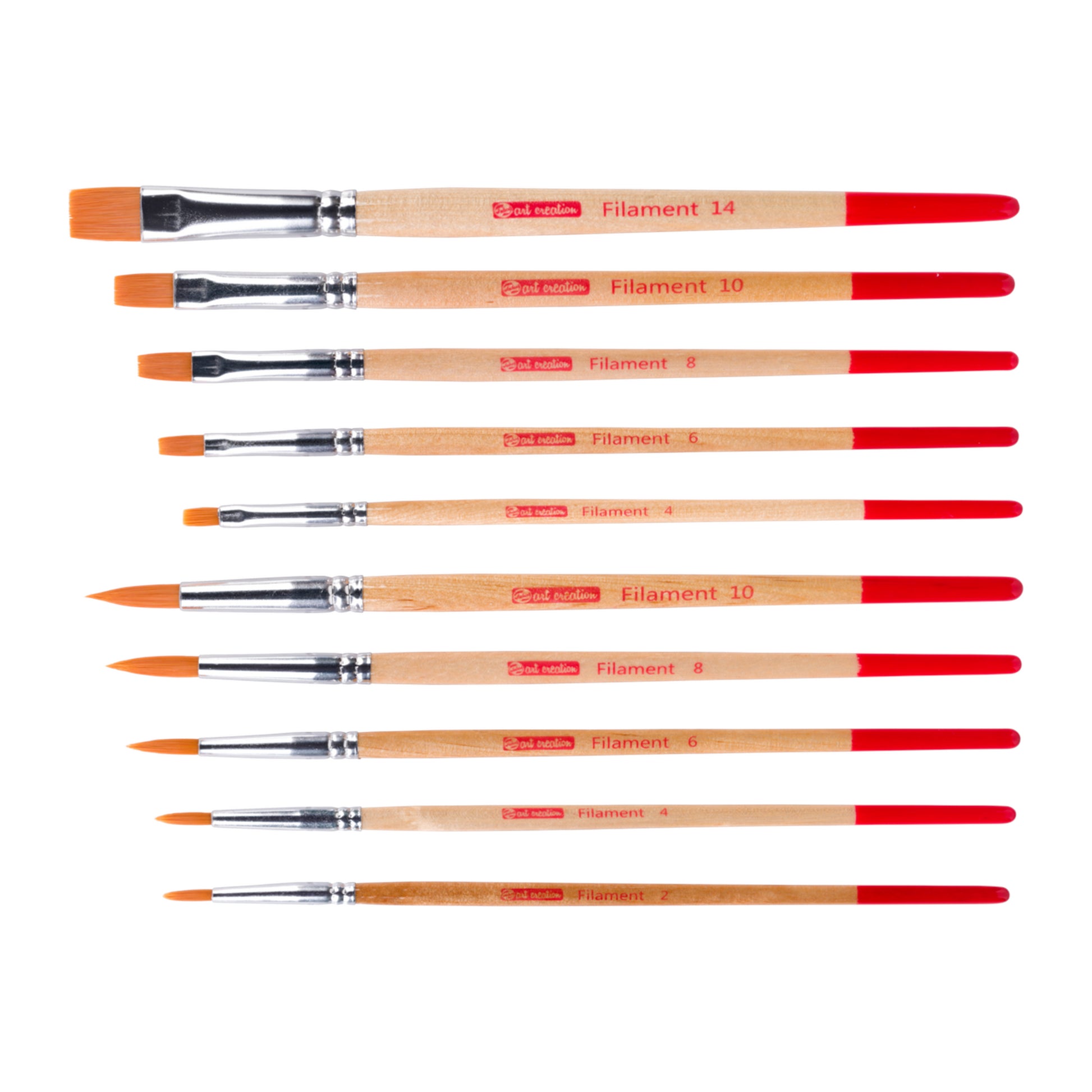 Talens Pinsel-Set – Flachpinsel, Rundpinsel, Polyester, Grösse 2/4/6/8/10/14, 10er-Set