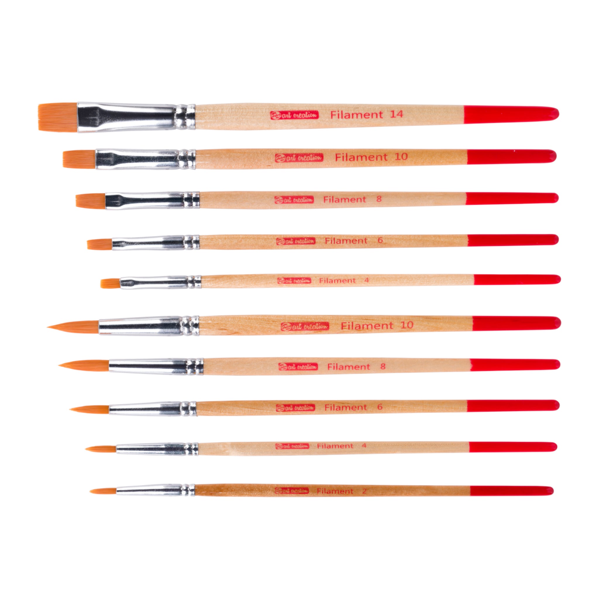 Talens Pinsel-Set – Flachpinsel, Rundpinsel, Polyester, Grösse 2/4/6/8/10/14, 10er-Set