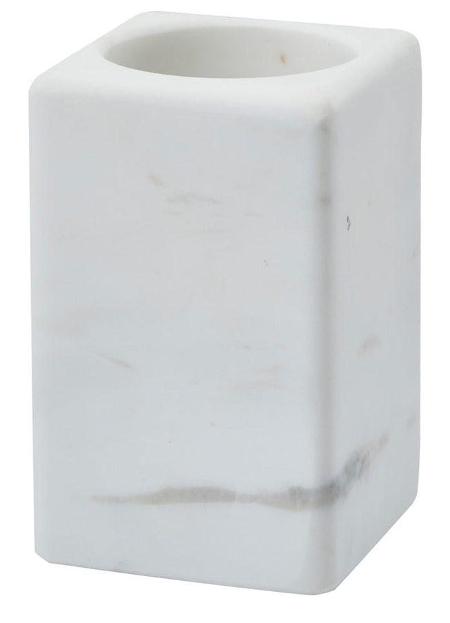 Aquanova Zahnbürstenhalter Hammam – Marmor, 6,7×6,7×10,5 cm, Weiss