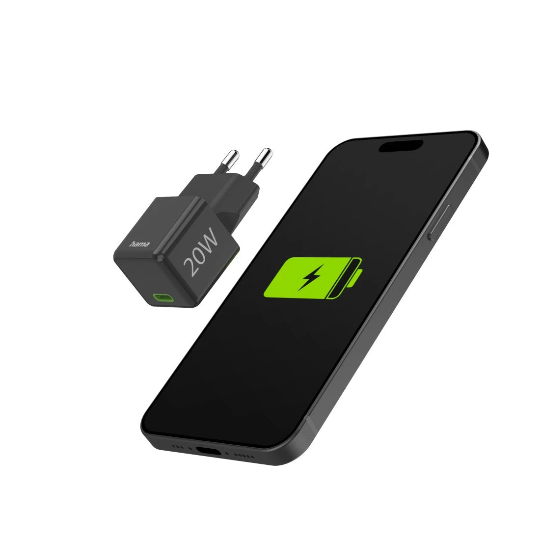 Hama 00201984 USB-Ladegerät 20 W – USB-C×1 – PD 3.0, QC 3.0 – Schwarz